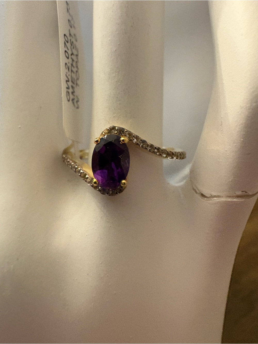 NEW Sterling Silver Amethyst White Topaz Ring 0.90 CTW Size 7.5 Two Tone